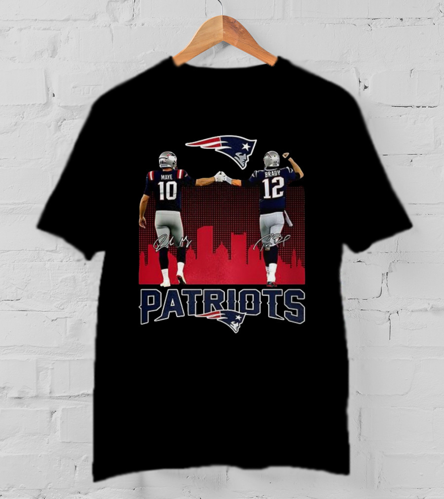 Drake Maye Tom Brady Patriots Signature Team Unity T-Shirt