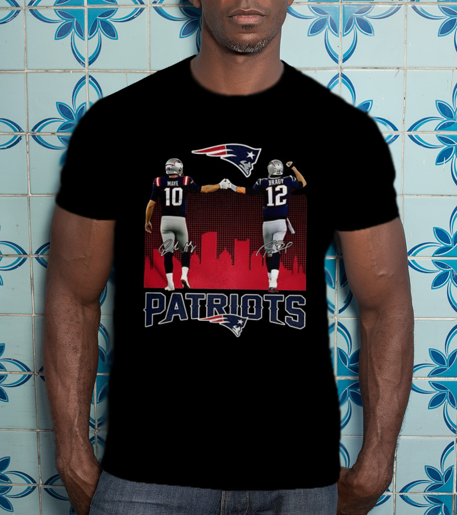 Drake Maye Tom Brady Patriots Signature Team Unity T-Shirt