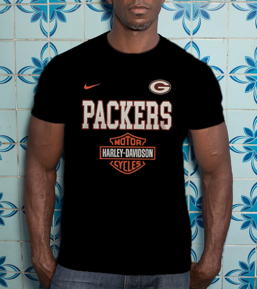 Packers Nike Harley Davidson Motorcycles G Emblem T-Shirt