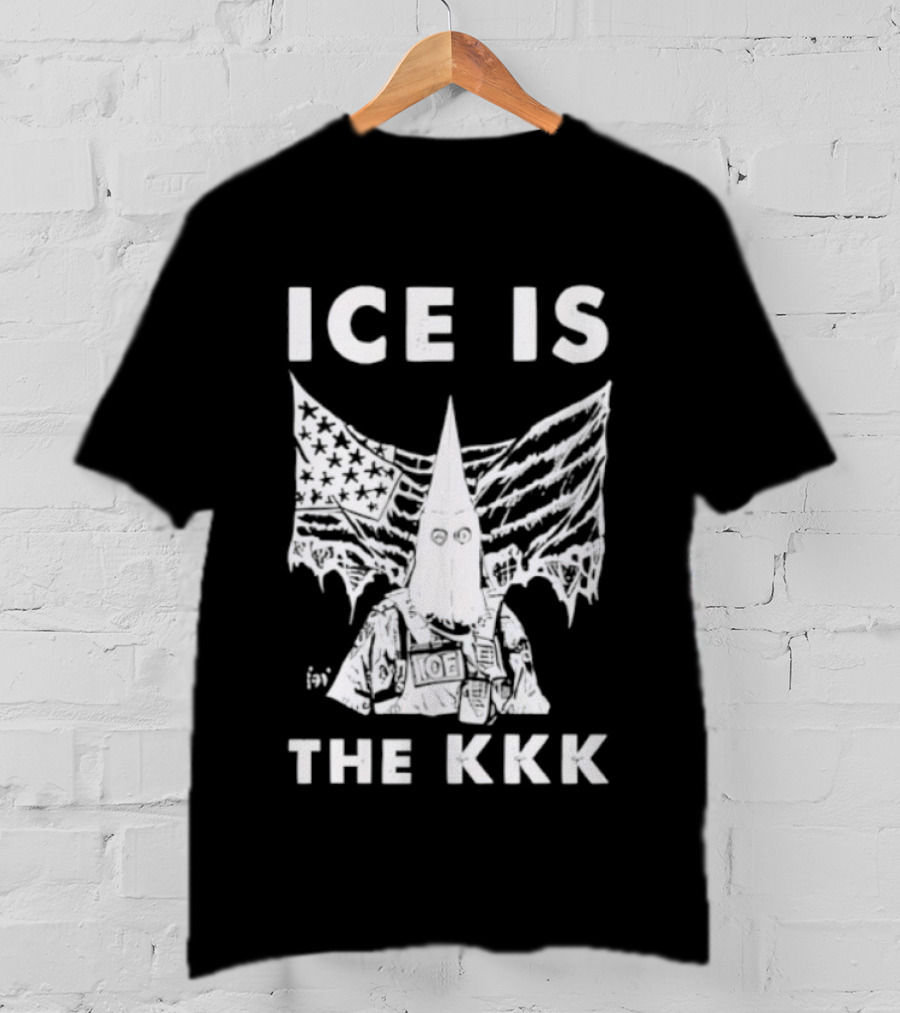 ICE Is The KKK American Flag And Hooded Figure T-Shirt