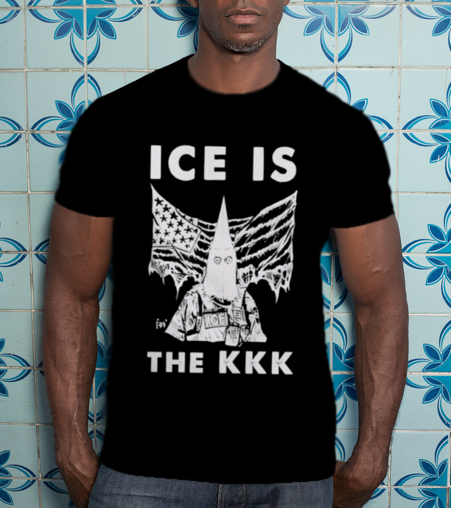 ICE Is The KKK American Flag And Hooded Figure T-Shirt