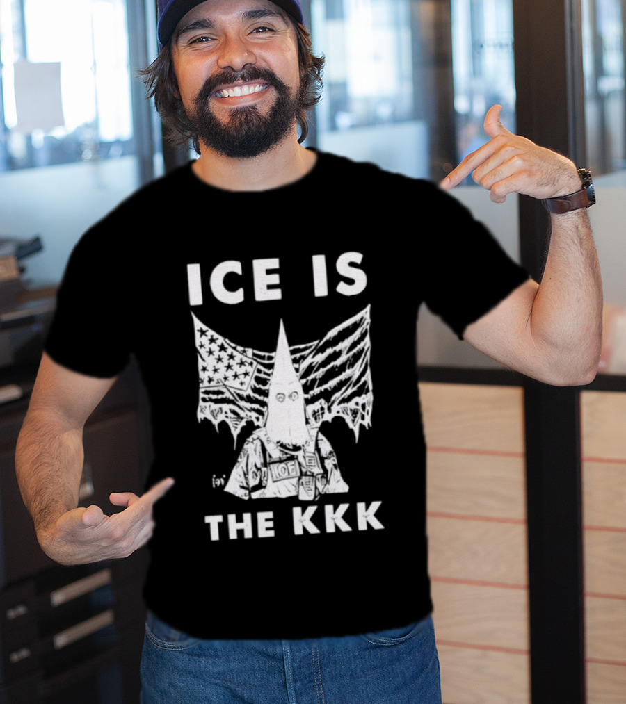 ICE Is The KKK American Flag And Hooded Figure T-Shirt