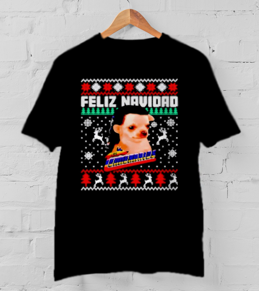 Feliz Navidad Los Temerarios Dog Ugly Christmas Sweater Design T-Shirt
