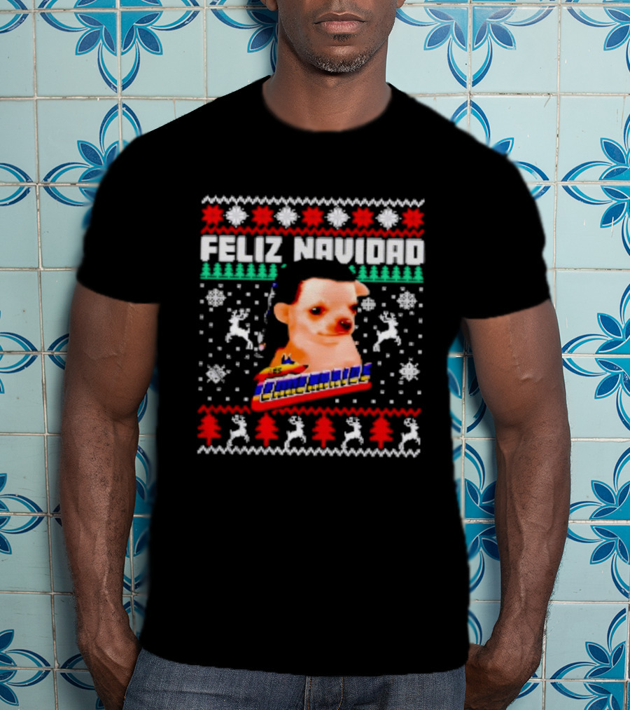 Feliz Navidad Los Temerarios Dog Ugly Christmas Sweater Design T-Shirt