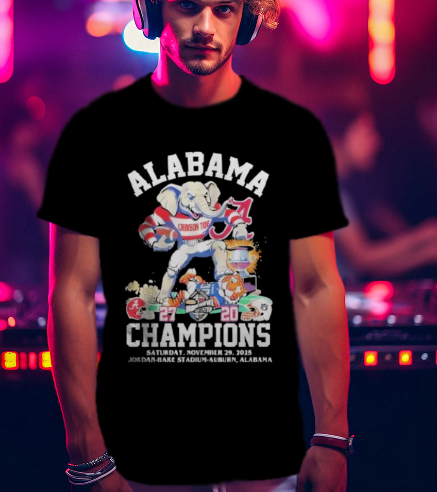 Alabama Crimson Tide Iron Bowl 2025 Champions Vs LSU Tigers 27-20 November 29 Jordan-Hare Stadium T-Shirt