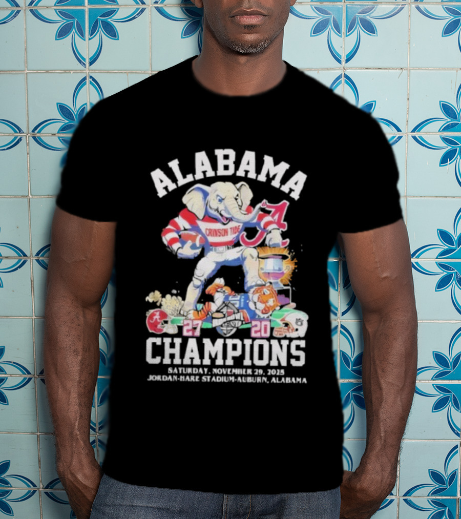 Alabama Crimson Tide Iron Bowl 2025 Champions Vs LSU Tigers 27-20 November 29 Jordan-Hare Stadium T-Shirt