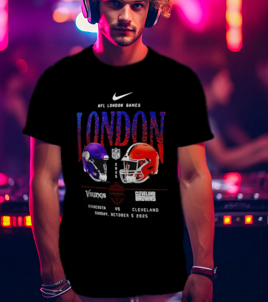 NFL London Games Vikings Vs Browns October 5th 2025 Helmets Clash T-Shirt