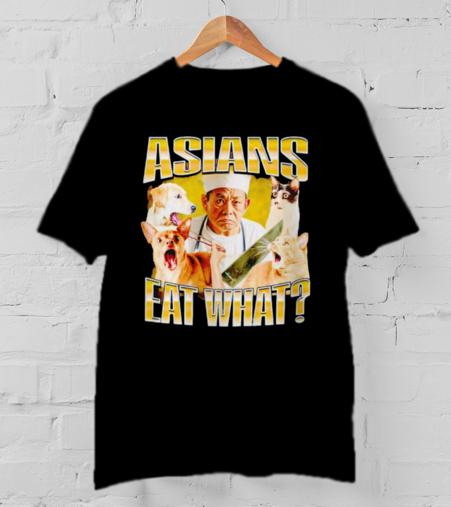 Asians Eat What Chef With Knife And Surprised Cats T-Shirt