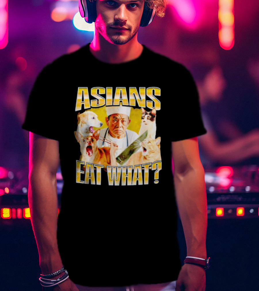 Asians Eat What Chef With Knife And Surprised Cats T-Shirt