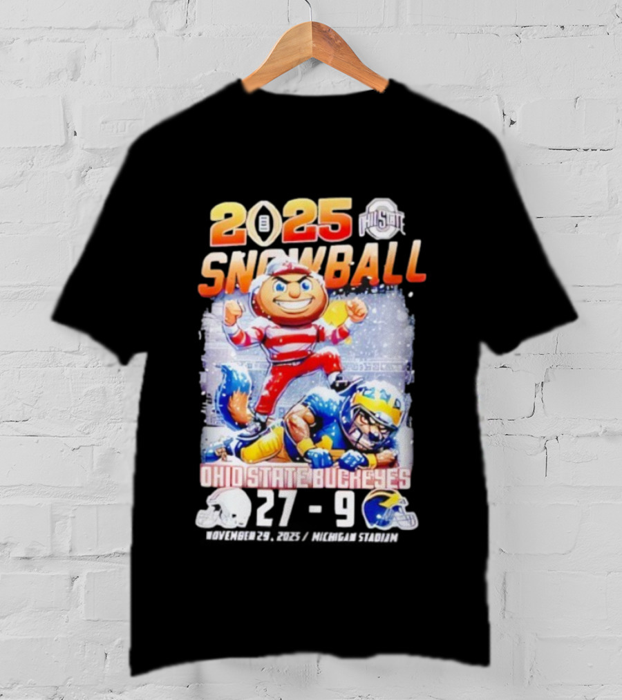 Ohio State Buckeyes 2025 Snowball Champions 27-9 Mascot Victory T-Shirt