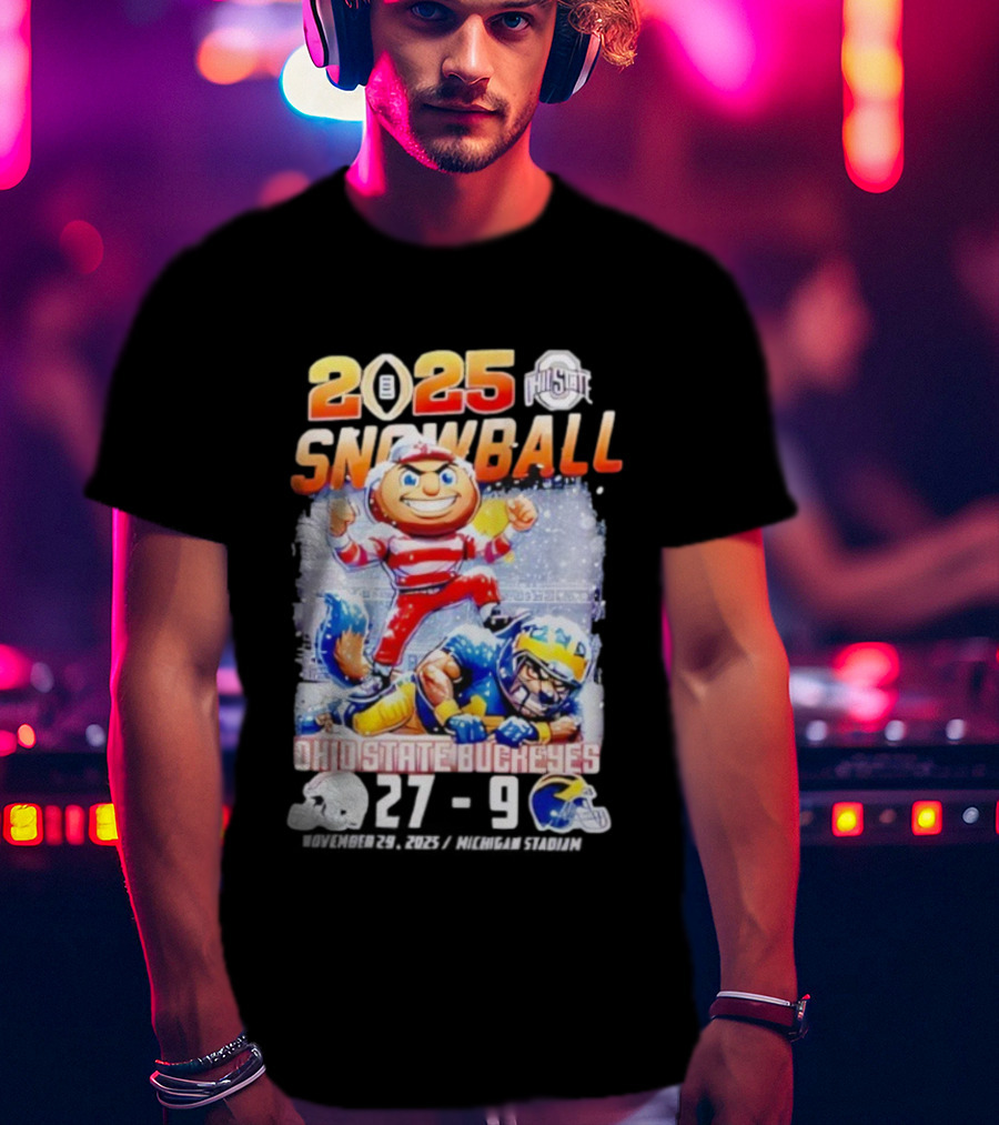 Ohio State Buckeyes 2025 Snowball Champions 27-9 Mascot Victory T-Shirt