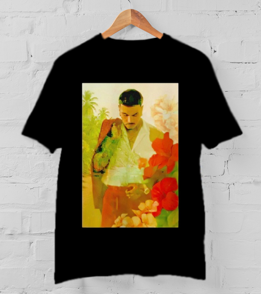Rauw Alejandro Tropical Floral Portrait With Suit And Flowers T-Shirt