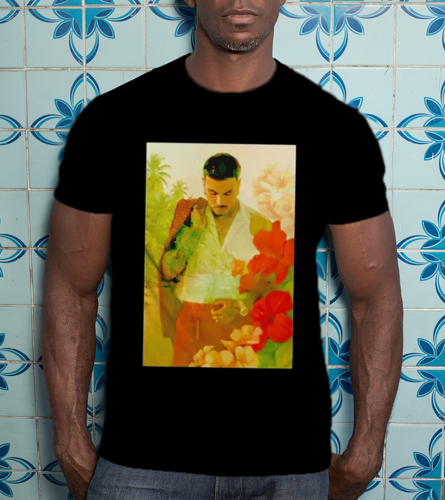 Rauw Alejandro Tropical Floral Portrait With Suit And Flowers T-Shirt