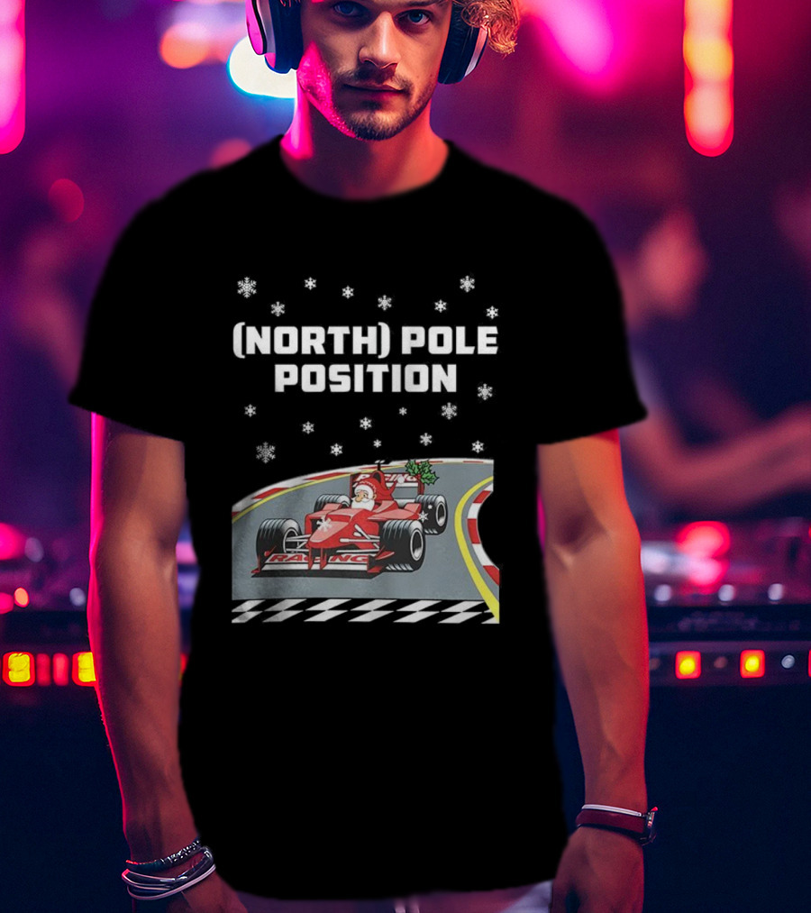 Santa Claus Christmas North Pole Racing Formula 1 T-Shirt