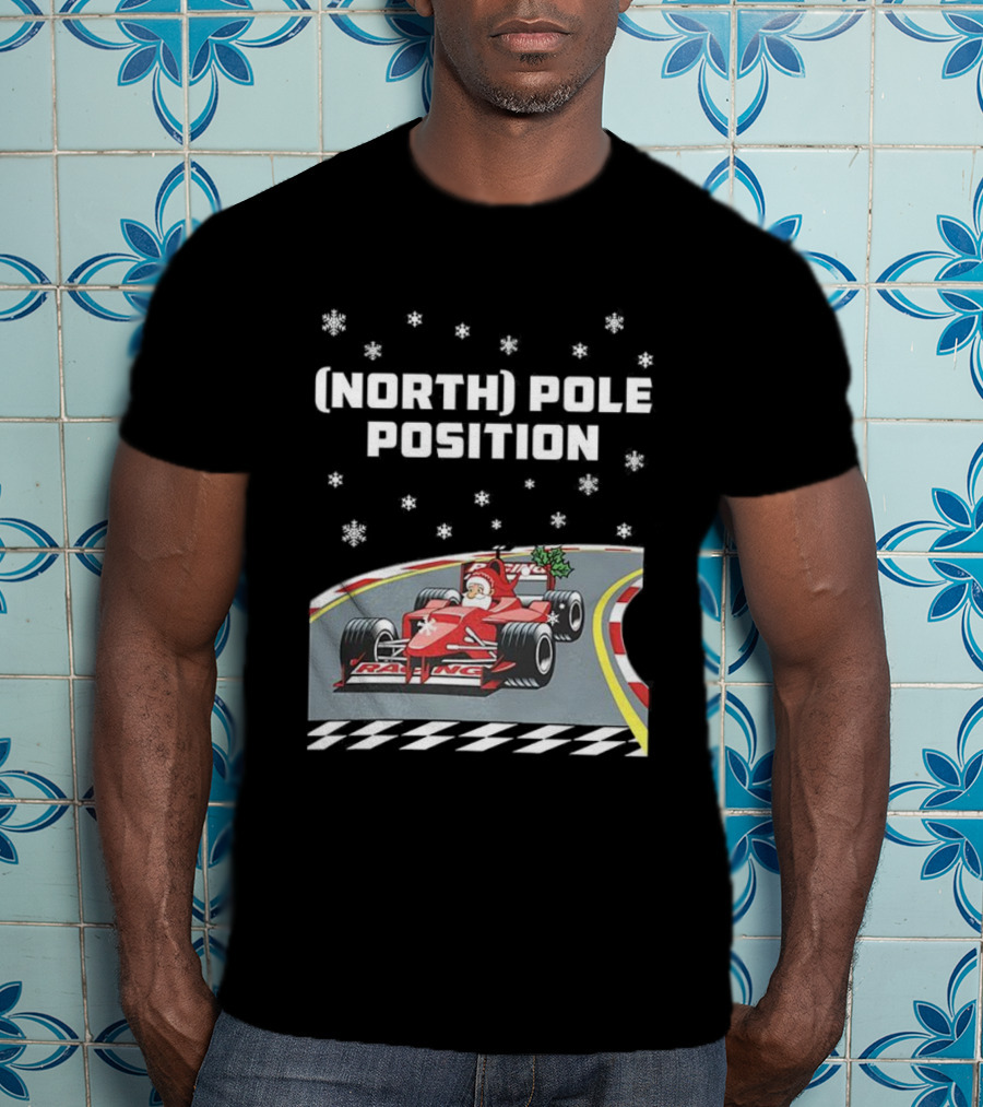 Santa Claus Christmas North Pole Racing Formula 1 T-Shirt