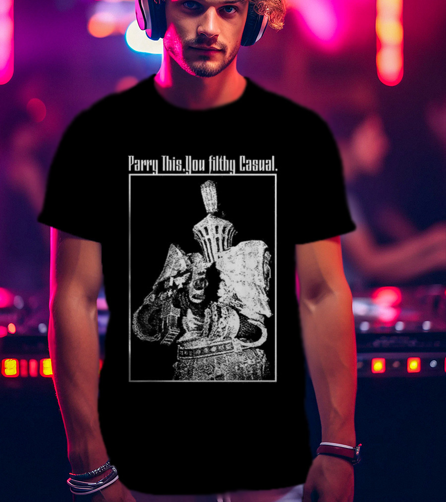Parry This You Filthy Casual Knight With Gun Retro Style T-Shirt