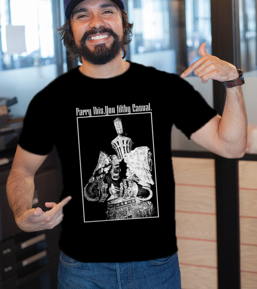 Parry This You Filthy Casual Knight With Gun Retro Style T-Shirt