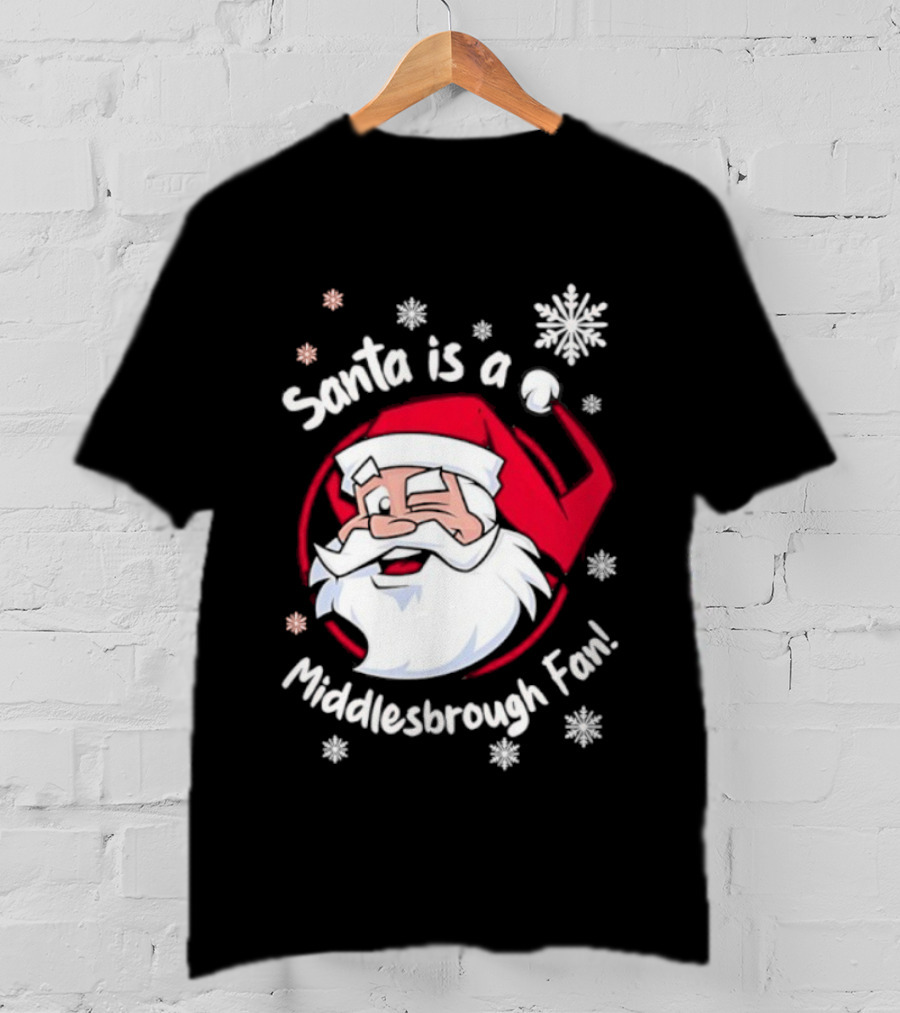 Santa Is A Middlesbrough Fan Christmas Snowflakes T-Shirt