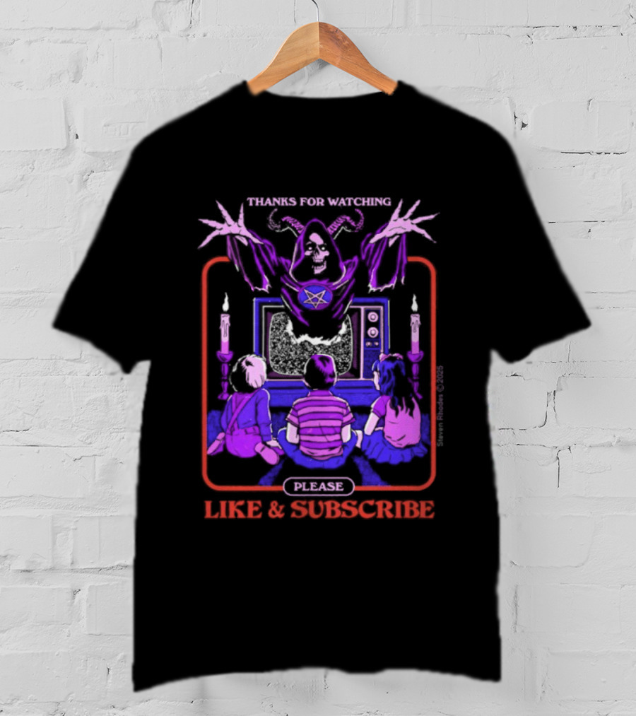 Thanks For Ing Please Like And Subscribe Live Retro Horror TV Scene With Ghastly Figure T-Shirt