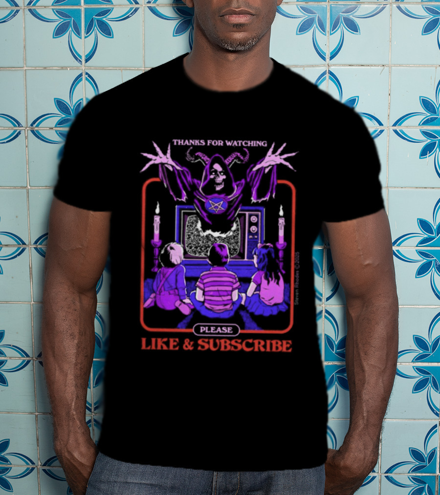 Thanks For Ing Please Like And Subscribe Live Retro Horror TV Scene With Ghastly Figure T-Shirt
