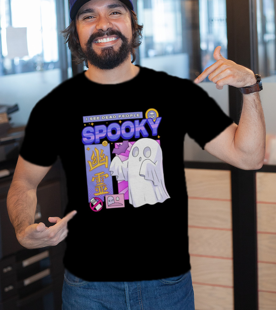 I See Dead People Spooky Ghost RIP Skull Asian Characters T-Shirt