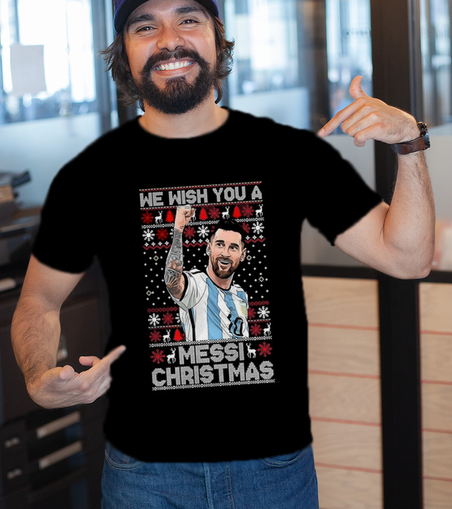 We Wish You A Messi Christmas Goat Number 10 Ugly Xmas T-Shirt