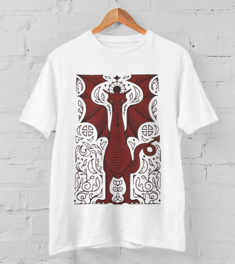 Cdawgva Celtic Red Dragon Mythical Design T-Shirt