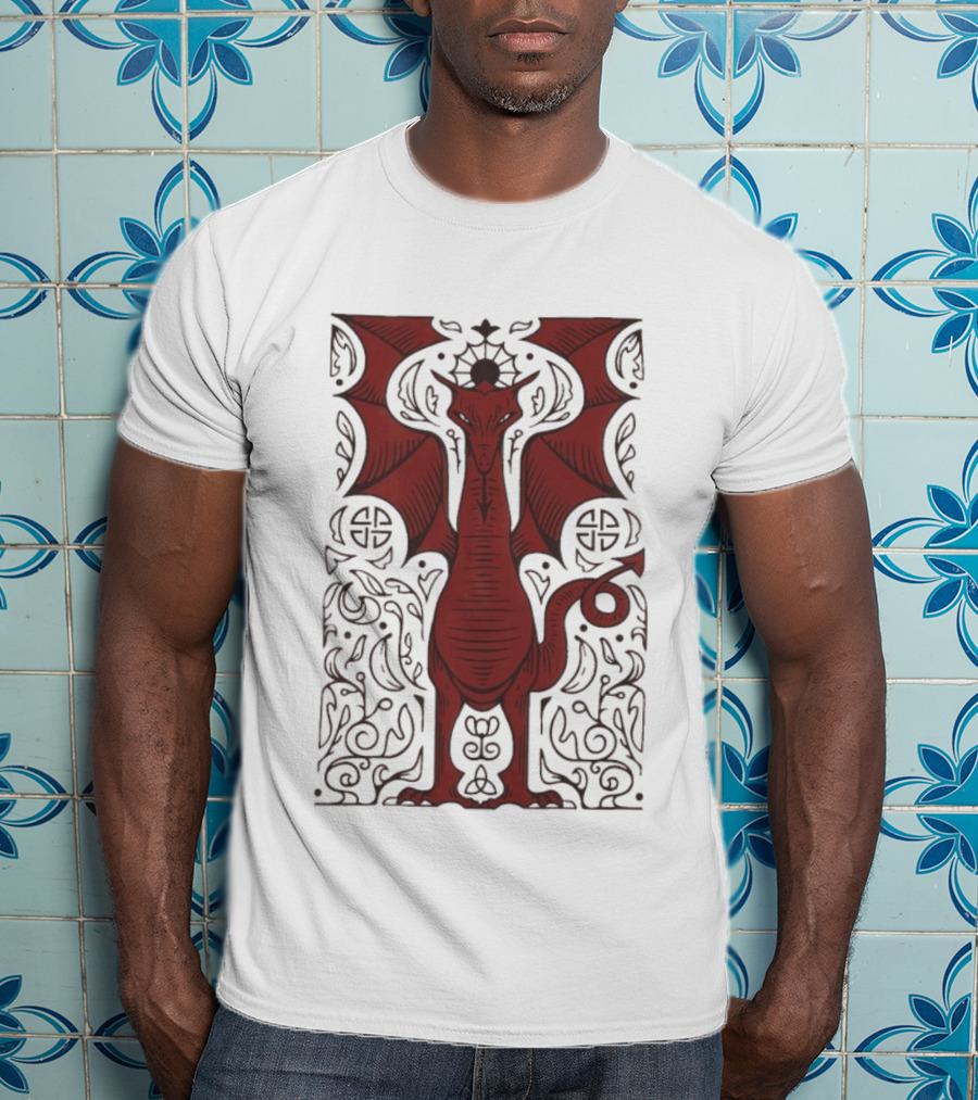 Cdawgva Celtic Red Dragon Mythical Design T-Shirt