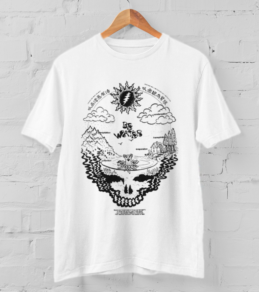 Grateful Dead Be Water Sunshine Steal Your Face Blossoms Skull Mountains Clouds T-Shirt