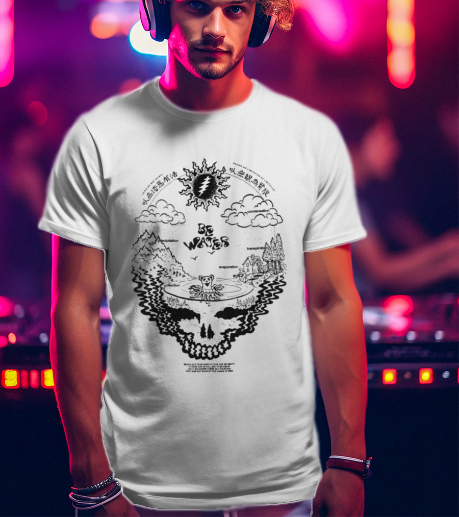 Grateful Dead Be Water Sunshine Steal Your Face Blossoms Skull Mountains Clouds T-Shirt