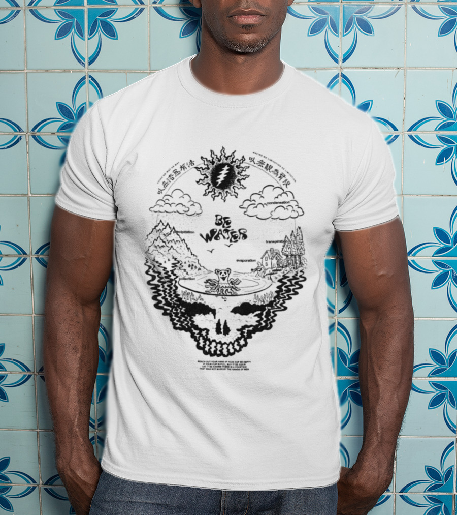 Grateful Dead Be Water Sunshine Steal Your Face Blossoms Skull Mountains Clouds T-Shirt