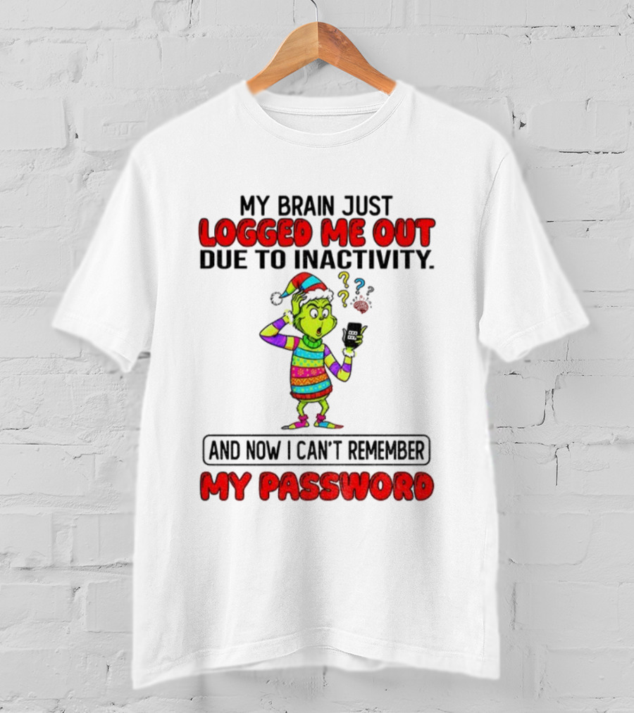Grinch Logged Me Out Due To Inactivity And Now I Can’t Remember My Password Christmas T-Shirt
