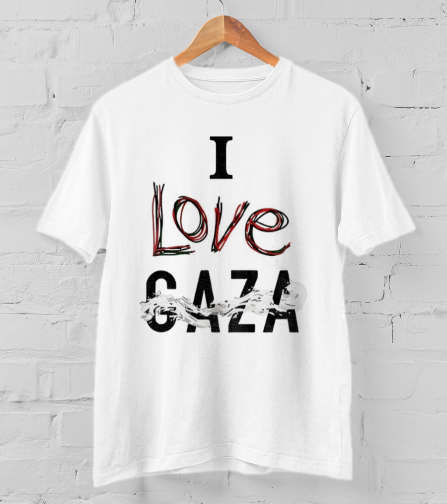 I Love Gaza Vintage Style Text T-Shirt