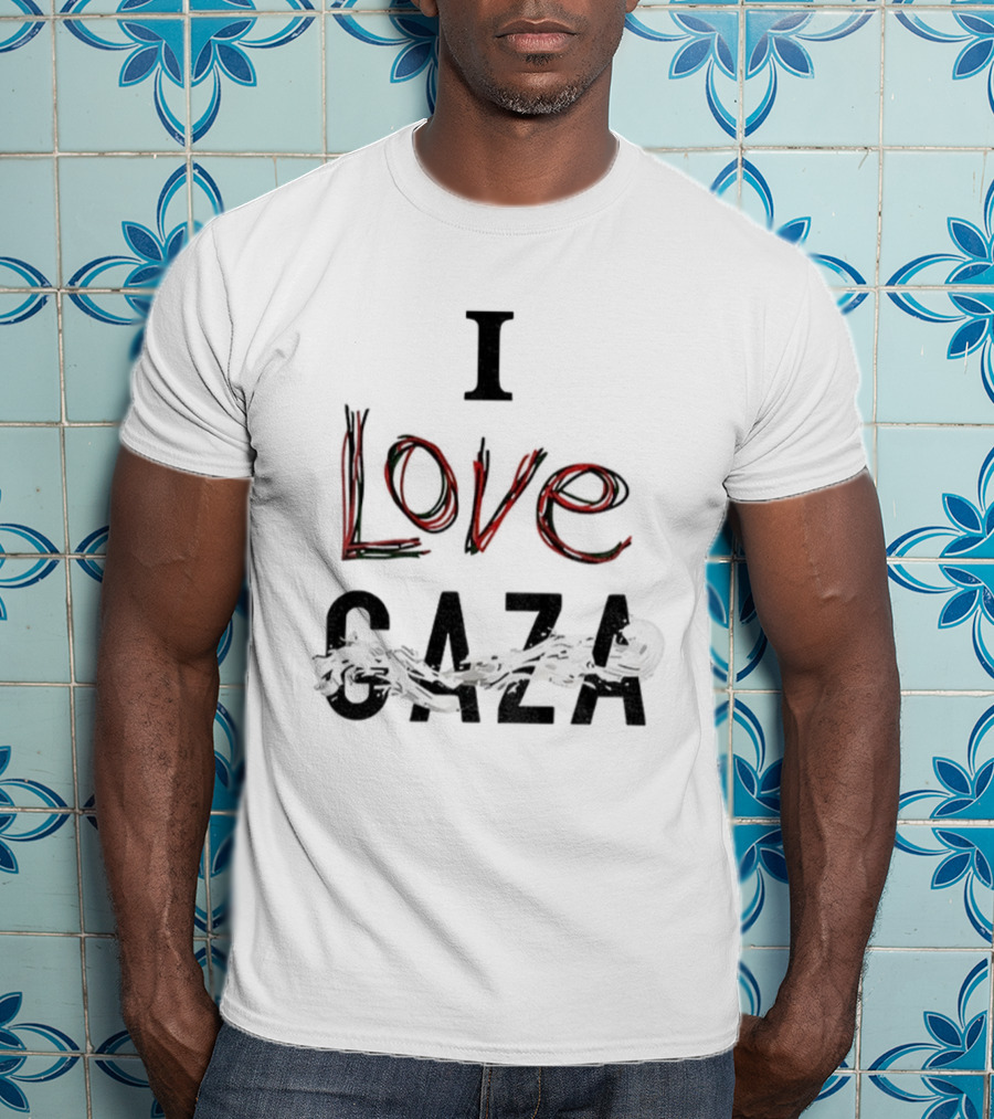 I Love Gaza Vintage Style Text T-Shirt