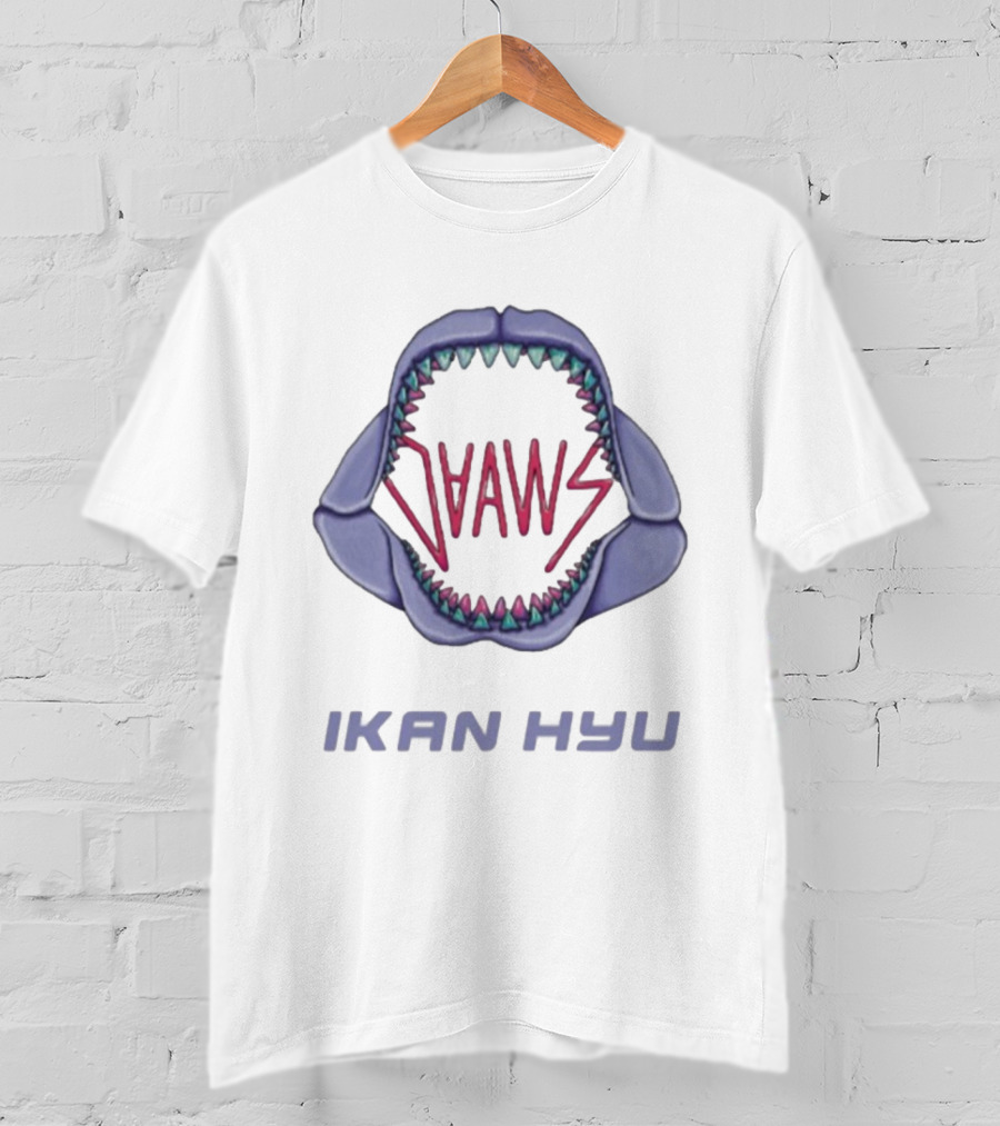 Ikan Hyu Jaaws Shark Teeth Logo Purple Zigzag T-Shirt
