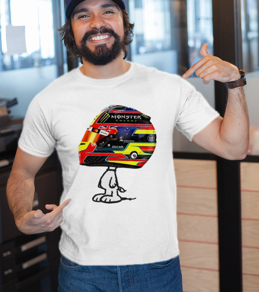 Oscar Piastri Monster Energy Racing Helmet Snoopy T-Shirt