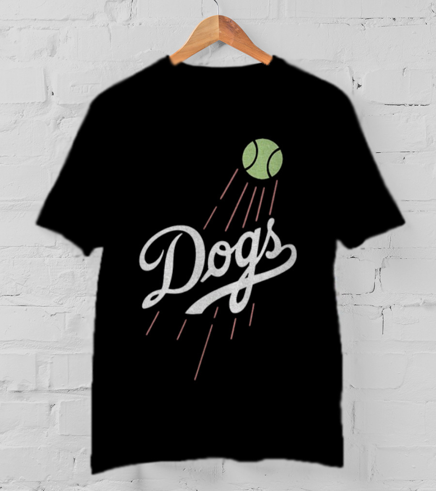 Los Angeles Dodgers MLB Baseball 2025 Dogs Tennis Ball Retro Style T-Shirt