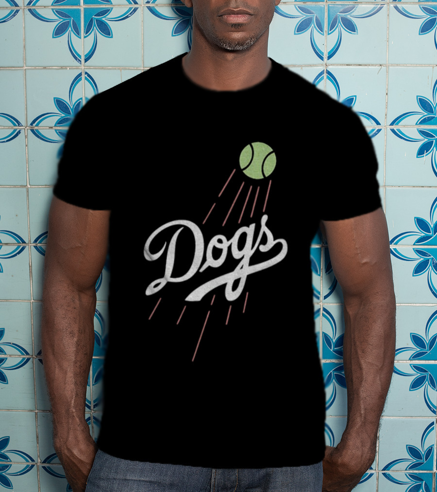 Los Angeles Dodgers MLB Baseball 2025 Dogs Tennis Ball Retro Style T-Shirt