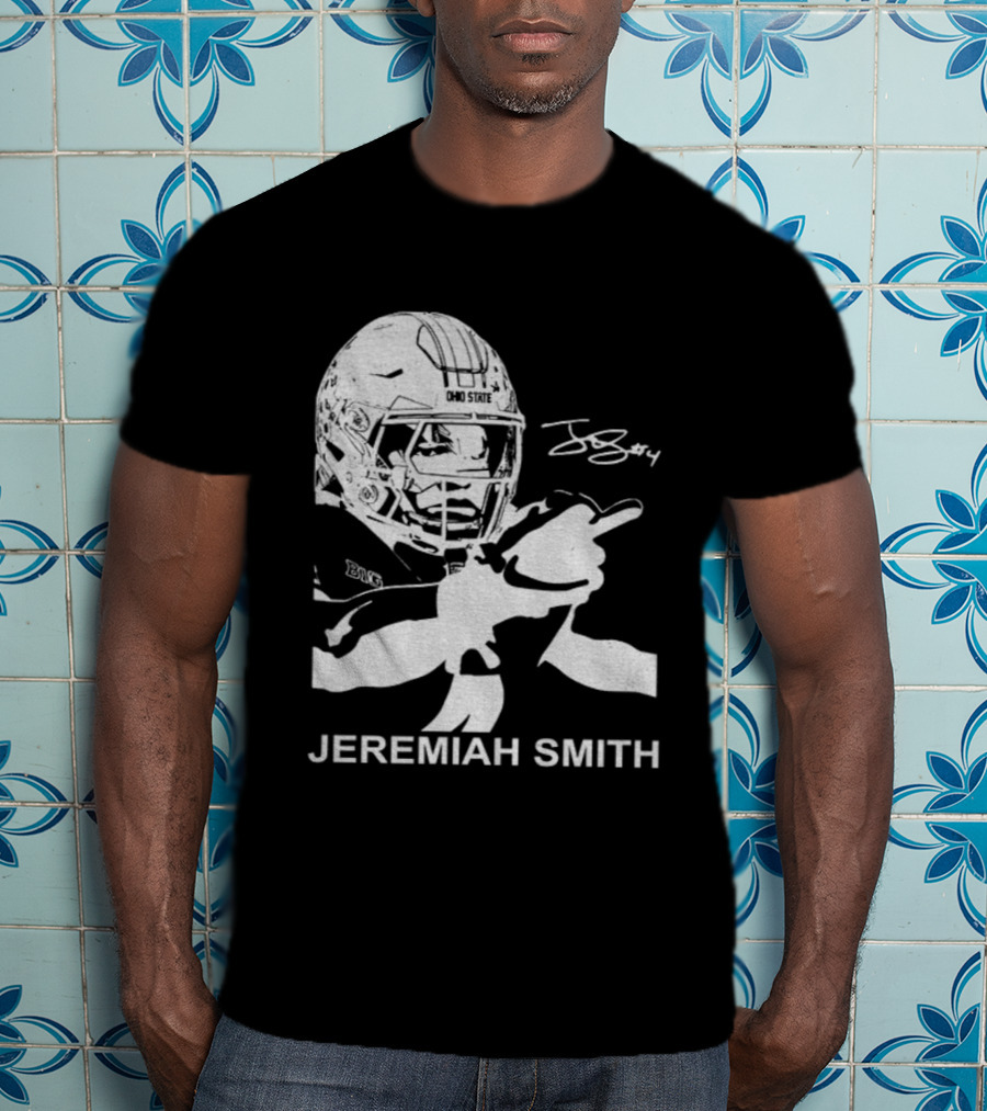 Jeremiah Smith Ohio State Buckeyes Signature Middle Finger Football Image T-Shirt