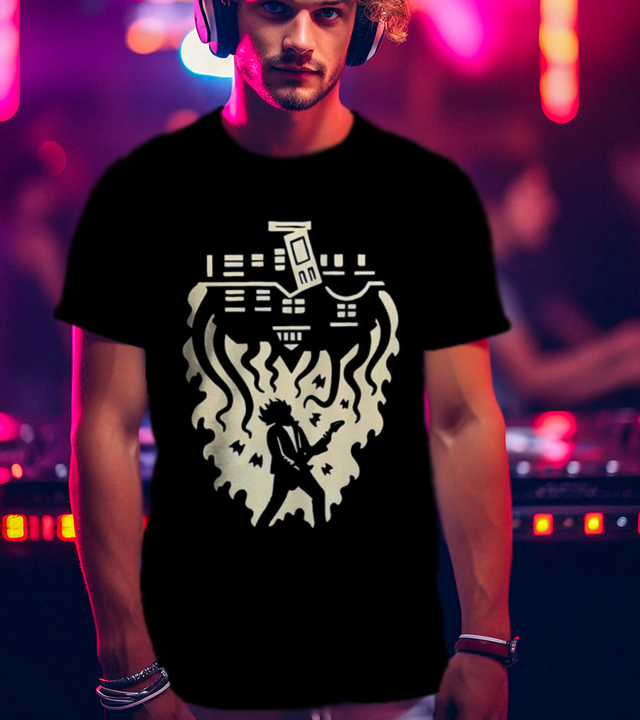 Joseph Quinn Stranger Things Character Upside Down Guitar Silhouette T-Shirt
