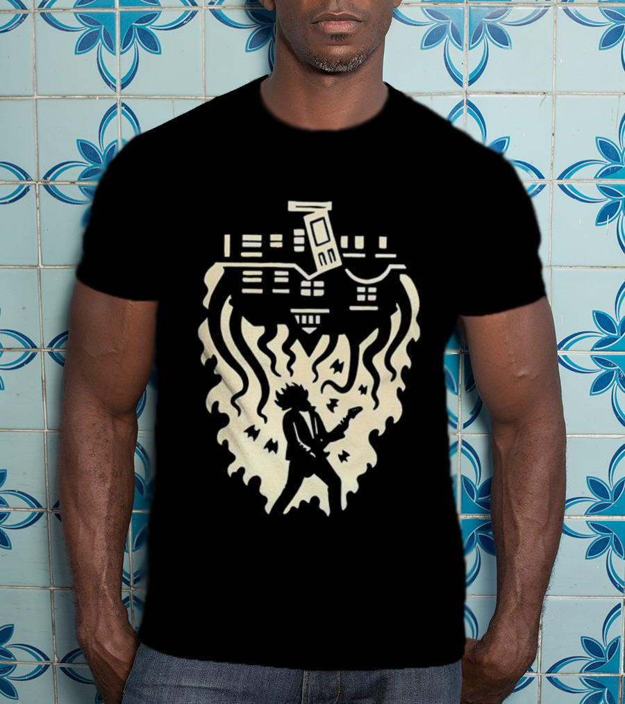 Joseph Quinn Stranger Things Character Upside Down Guitar Silhouette T-Shirt