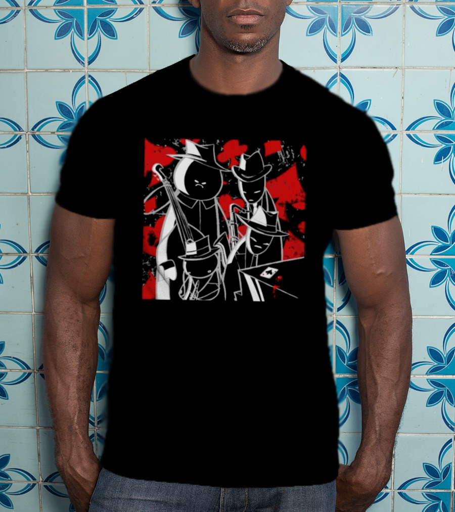 Midnight Crew Homestuck Noir Characters Poker Scene With Red Accent T-Shirt