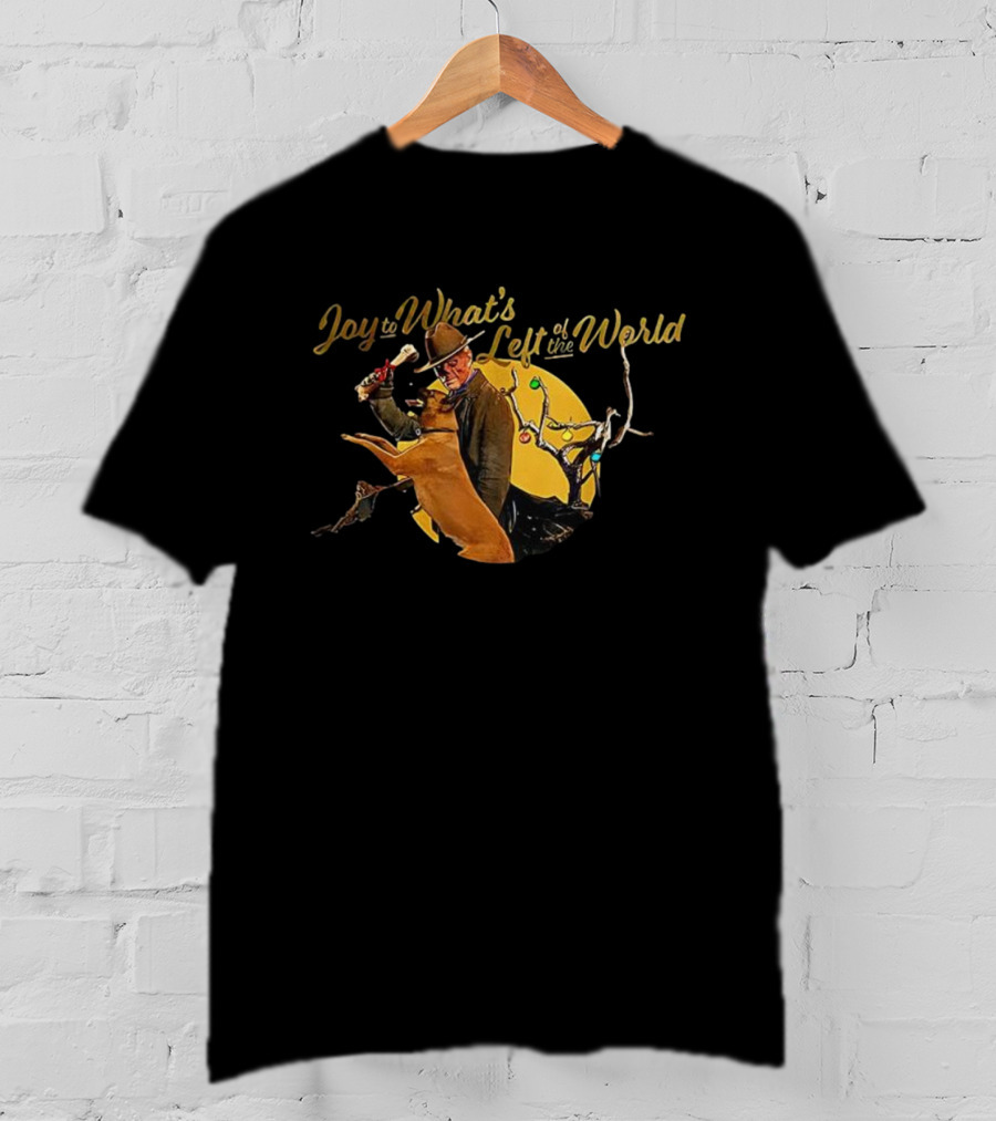 Joy To What’s Left Of The World Retro Detective Dog And Holiday Lights T-Shirt