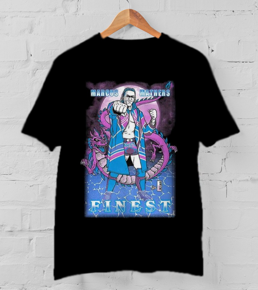 Marcus Mathers Finest Wrestler With Dragon And Purple Blue Costume T-Shirt
