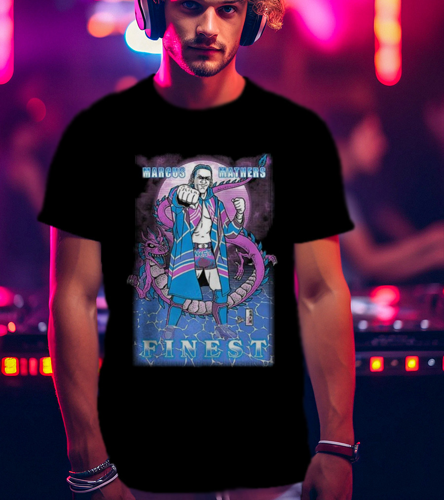Marcus Mathers Finest Wrestler With Dragon And Purple Blue Costume T-Shirt