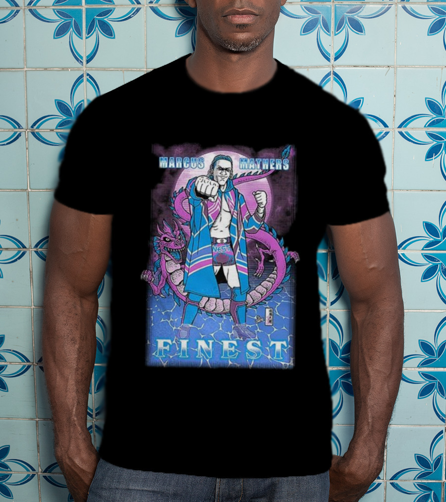Marcus Mathers Finest Wrestler With Dragon And Purple Blue Costume T-Shirt