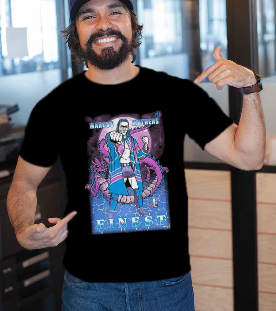 Marcus Mathers Finest Wrestler With Dragon And Purple Blue Costume T-Shirt
