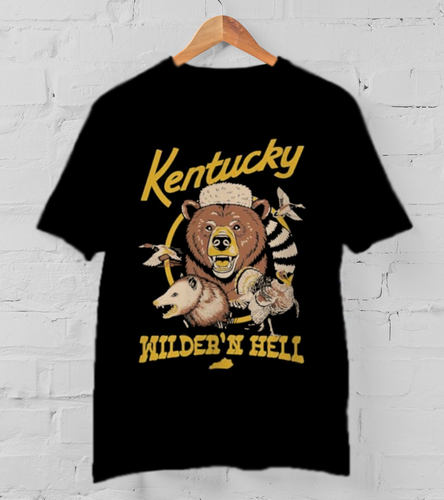Kentucky Wilder’n Hell Bear With Hat And Feather Burst T-Shirt