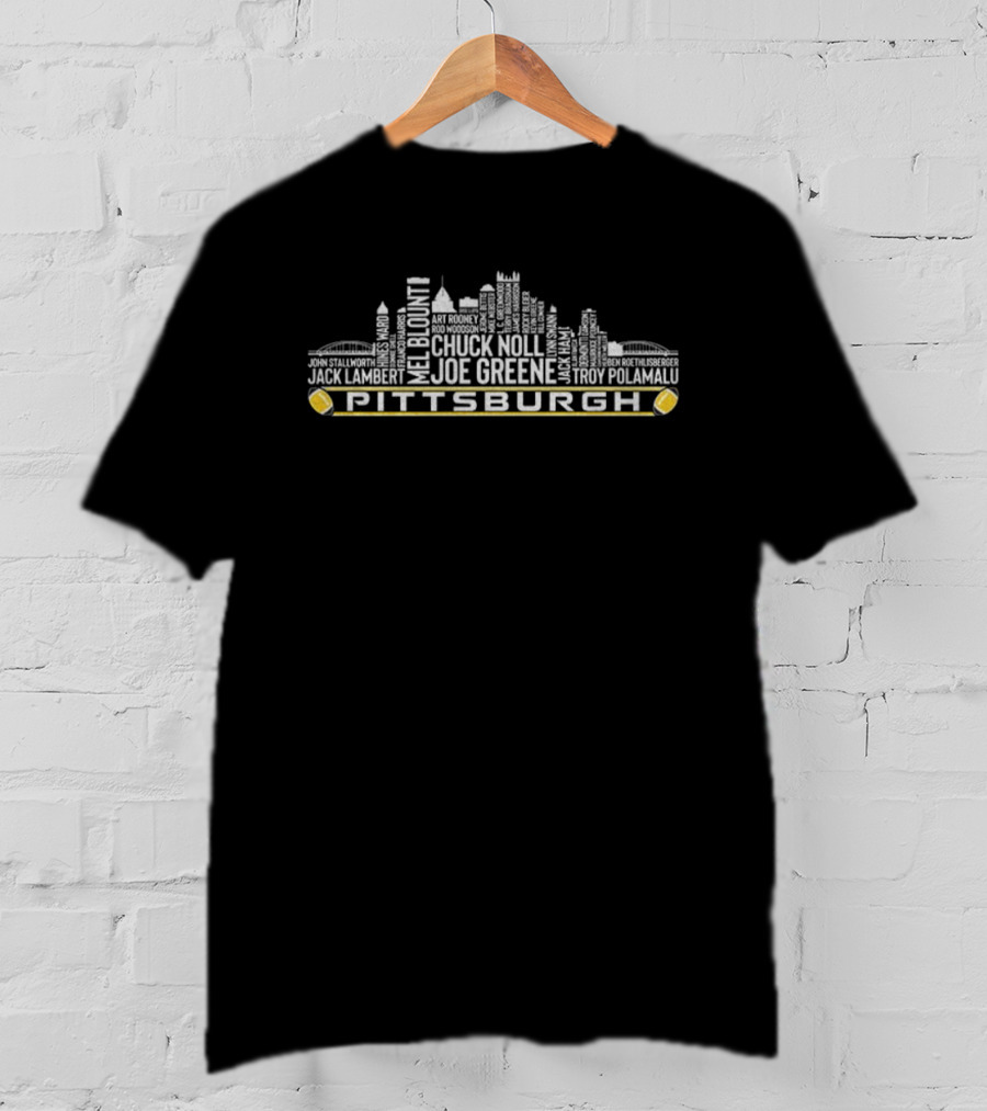 Pittsburgh Steelers Legends City Skyline Chuck Noll Joe Greene Jack Lambert Troy Polamalu T-Shirt