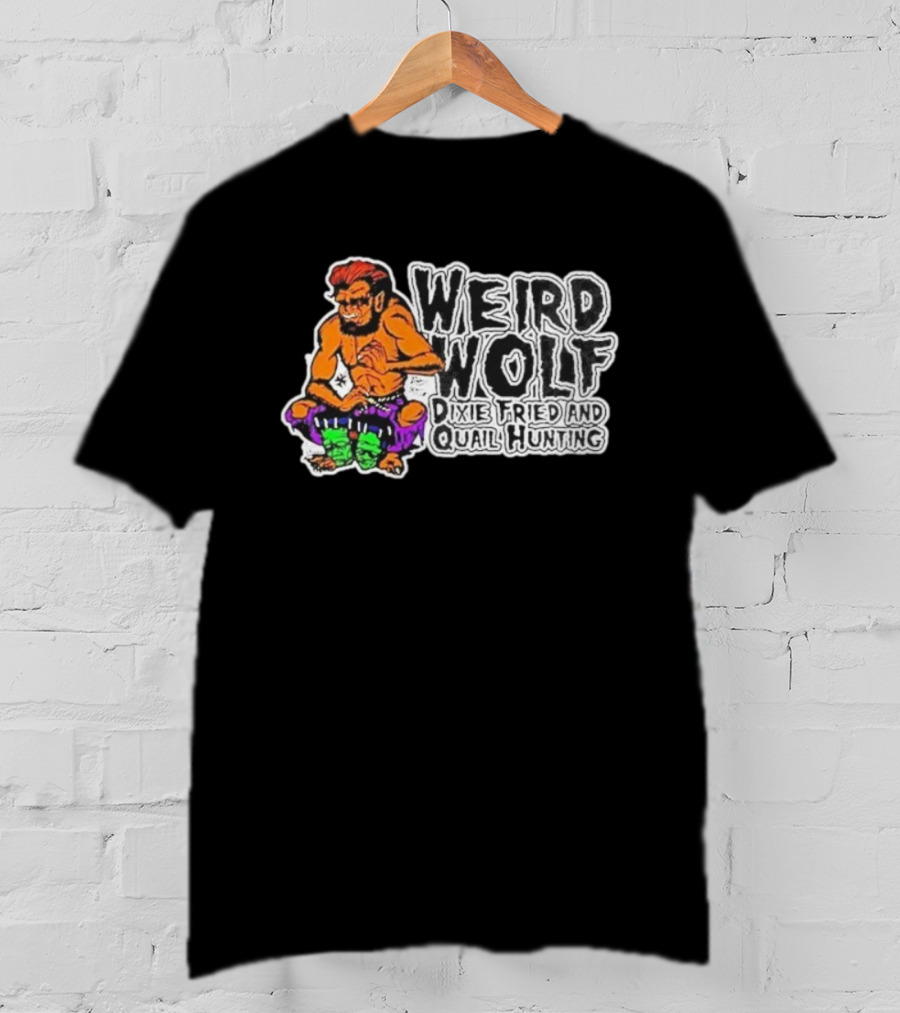 Weird Wolf Dixie Fried Quail Hunting Cartoon Character T-Shirt